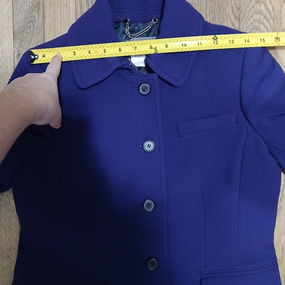 J.CREW Double Cloth Italian Lady Day Wool Blend Deep Purple Pea Coat Size 8 - Picture 15 of 16